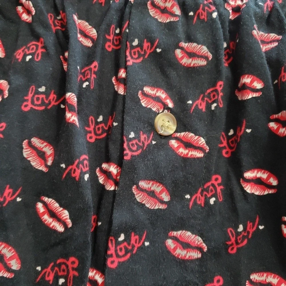 Towncraft Mens Black Red Lips Love Cotton Boxer Shorts Valentine‎ Medium Lounge